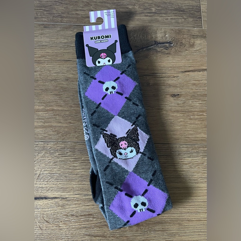 Only 2 Left! KUROMI-NWT Knee High Argyle Socks